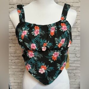 Madden NYC Women's Juniors XS/S/XXL Floral Sleeveless Crop Handkerchief Top NEW